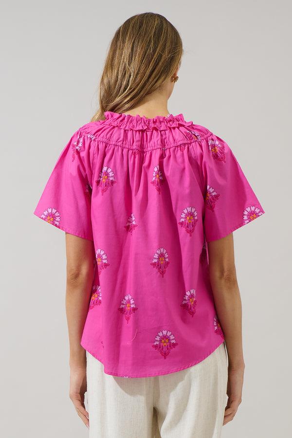 Sugarlips Scarlett Floral Darthy Smocked Top