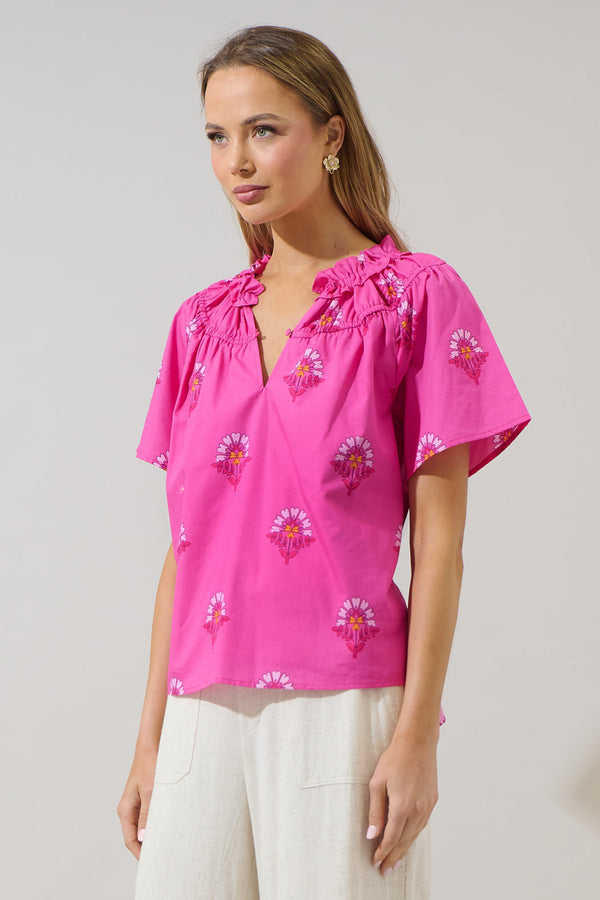 Sugarlips Scarlett Floral Darthy Smocked Top
