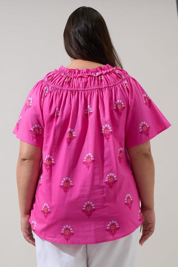 Sugarlips Scarlett Floral Darthy Smocked Top Curve