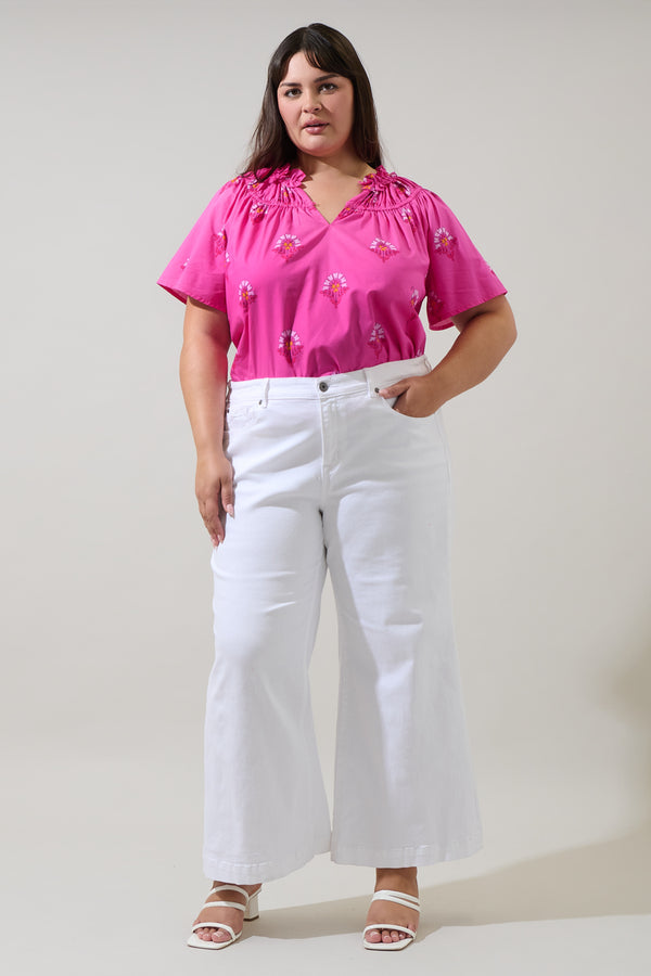 Sugarlips Scarlett Floral Darthy Smocked Top Curve