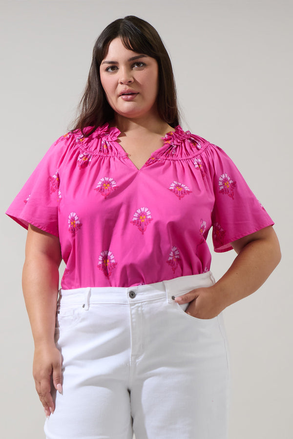 sugarlips Scarlett Floral Darthy Smocked Top Curve