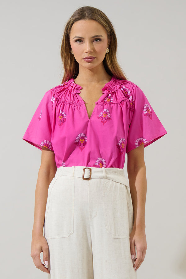 sugarlips Scarlett Floral Darthy Smocked Top