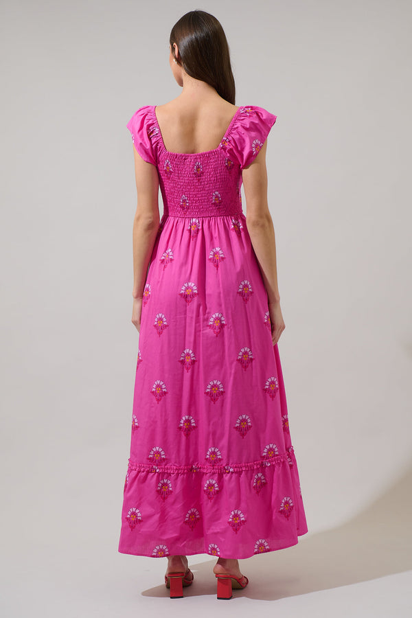 Sugarlips Scarlett Floral Mazy Smocked Maxi Dress