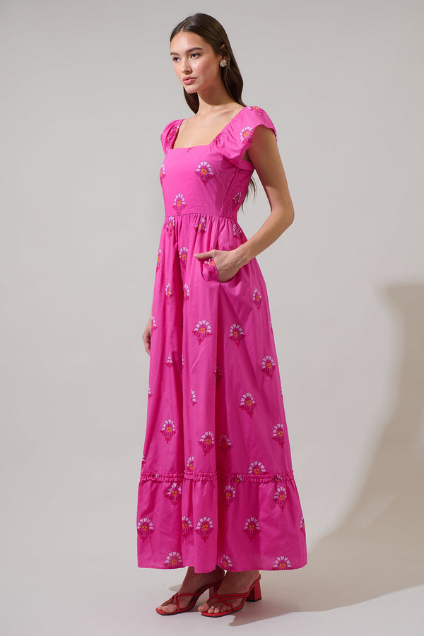 Sugarlips Scarlett Floral Mazy Smocked Maxi Dress