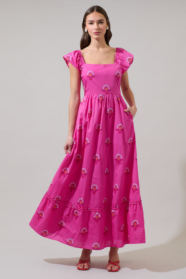 sugarlips Scarlett Floral Mazy Smocked Maxi Dress