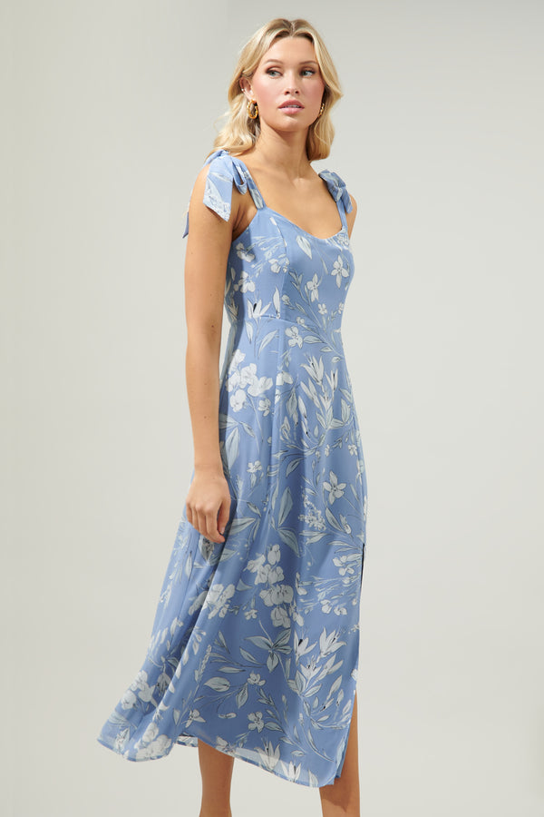 Sugarlips Scout Floral Viejo Tie Strap Midi Dress