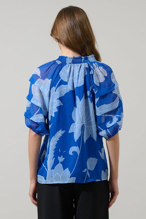 Sugarlips Seabloom Floral Terrie Ruffle Blouse