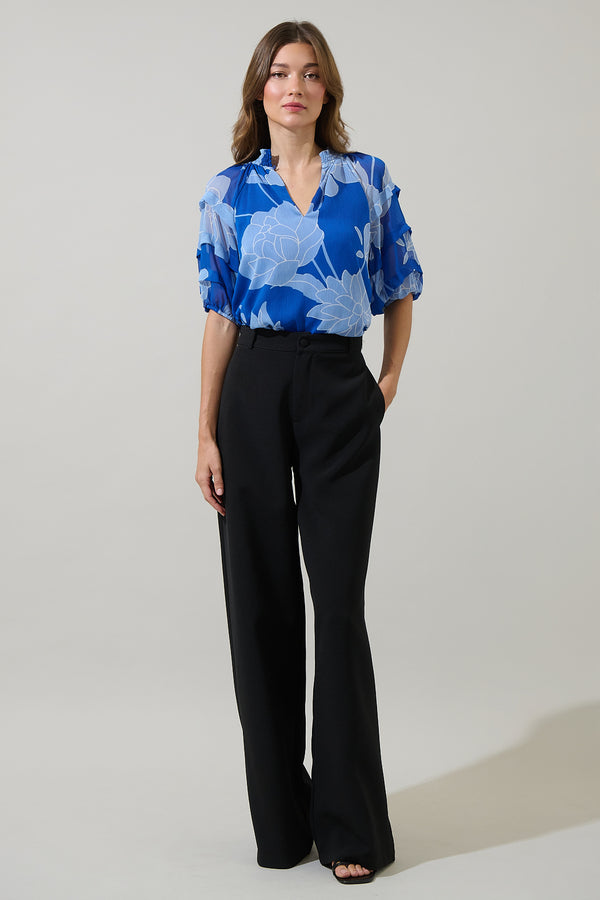 Sugarlips Seabloom Floral Terrie Ruffle Blouse