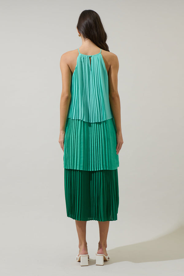 Sugarlips Sealy Pleated Tiered Midi Dress