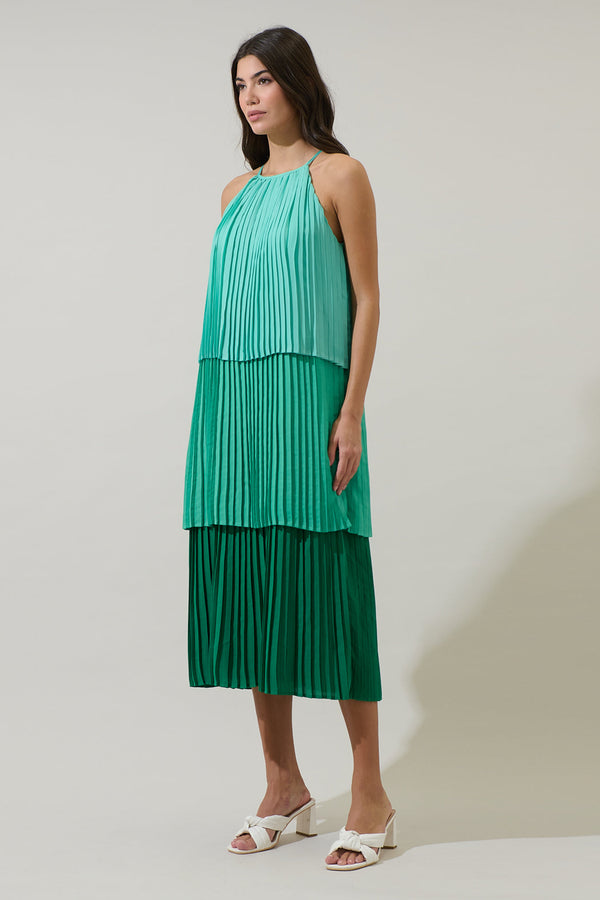 Sugarlips Sealy Pleated Tiered Midi Dress