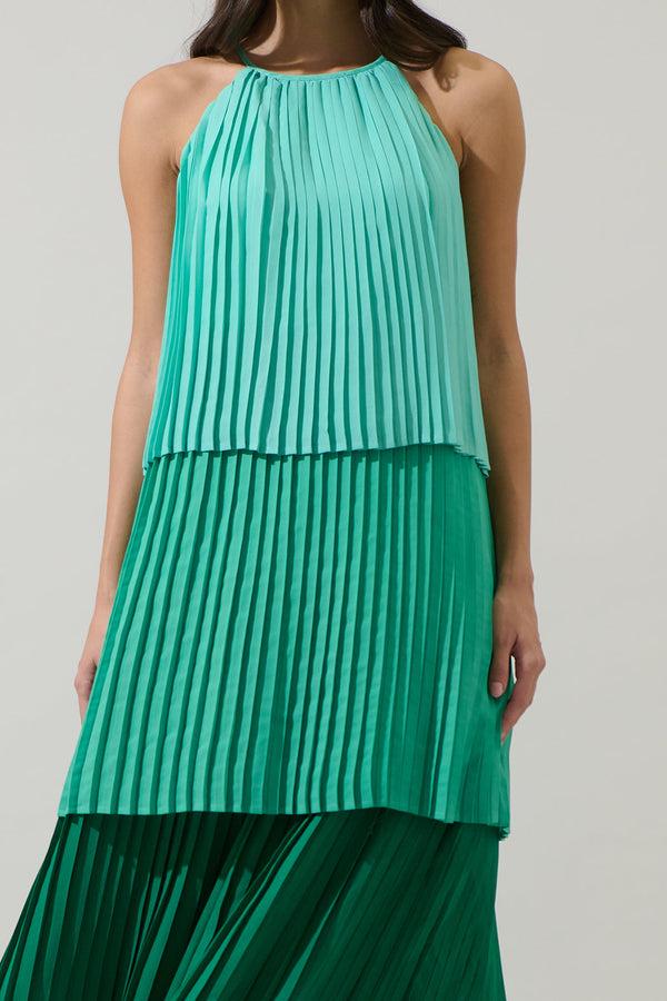 Sugarlips Sealy Pleated Tiered Midi Dress