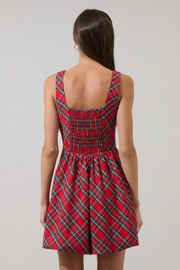 Sugarlips Seliora Plaid Bow Mini Dress