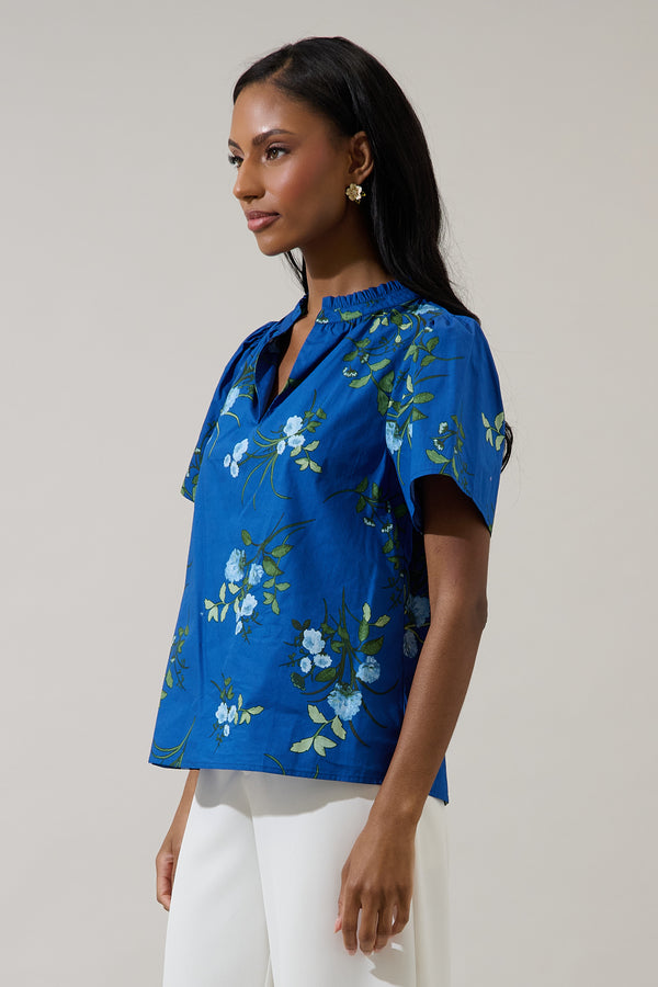 Sugarlips Sendra Floral Reva Split Neck Top