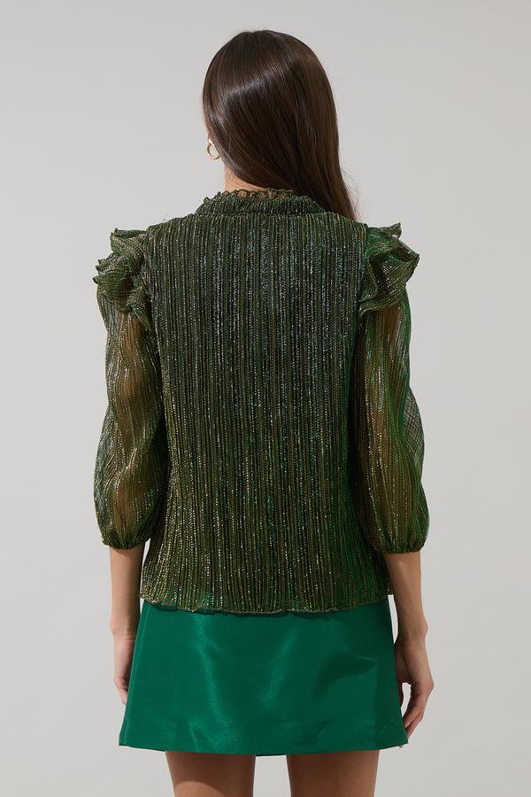 Sugarlips Senoviah Shiny Ruffle Blouse