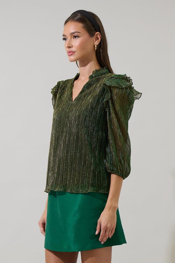 Sugarlips Senoviah Shiny Ruffle Blouse