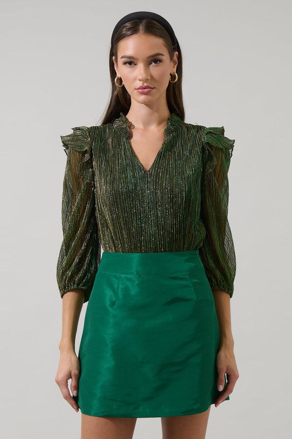 sugarlips Senoviah Shiny Ruffle Blouse