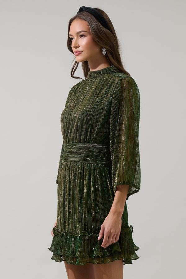 Sugarlips Senoviah Shiny Ruffle Mini Dress