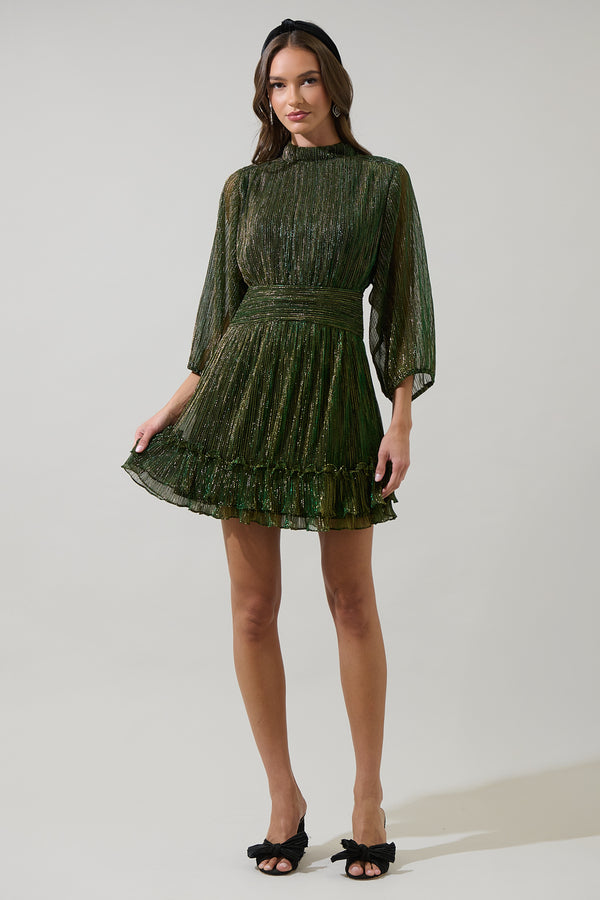 Sugarlips Senoviah Shiny Ruffle Mini Dress