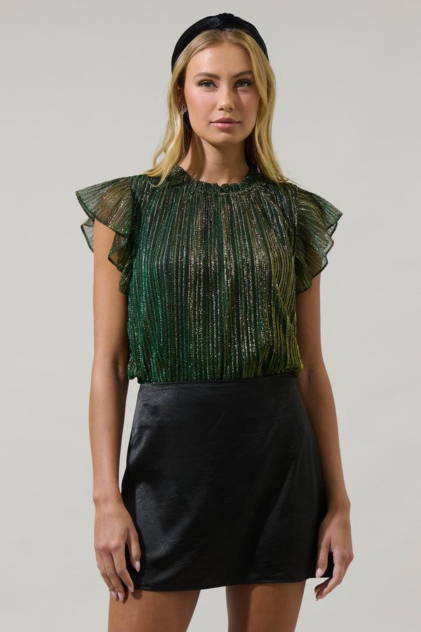 sugarlips Senoviah Shiny Veda Cap Sleeve Top