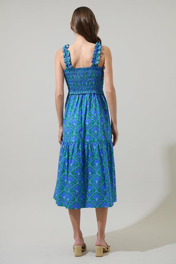 Sugarlips Sera Floral Ember Smocked Midi Dress