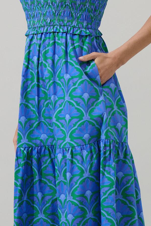 Sugarlips Sera Floral Ember Smocked Midi Dress