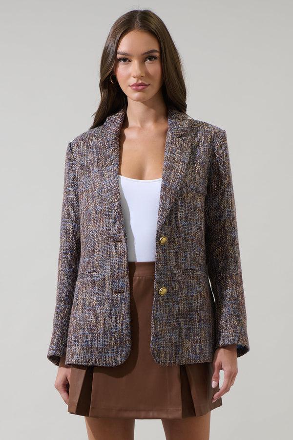 sugarlips Serah Margaret Tweed Oversized Blazer