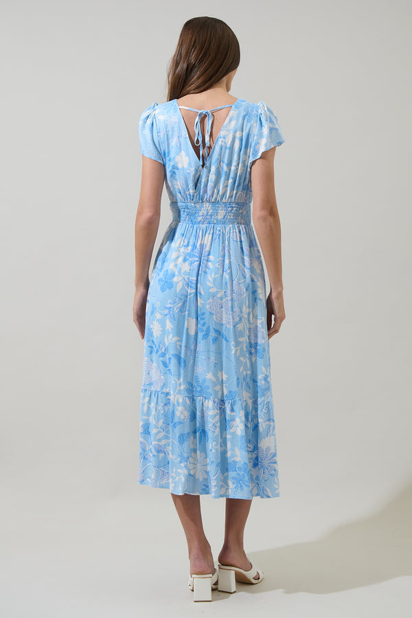 Sugarlips Seraphina Floral Maye Smocked Midi Dress