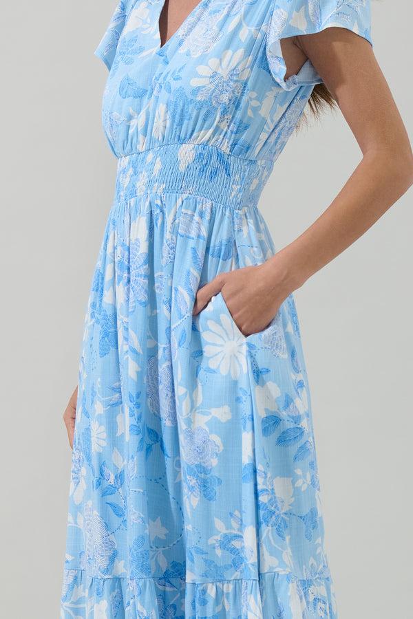 Sugarlips Seraphina Floral Maye Smocked Midi Dress