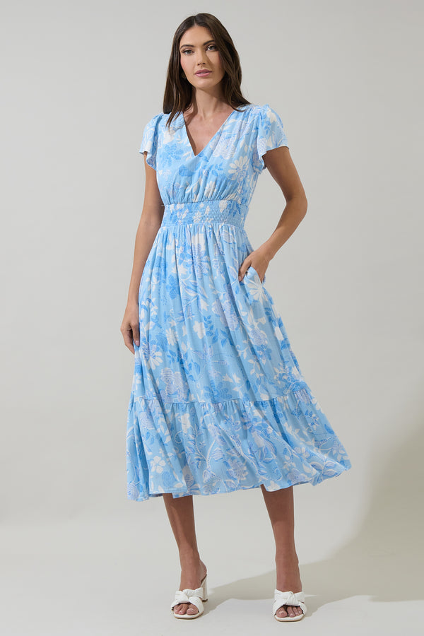 sugarlips Seraphina Floral Maye Smocked Midi Dress