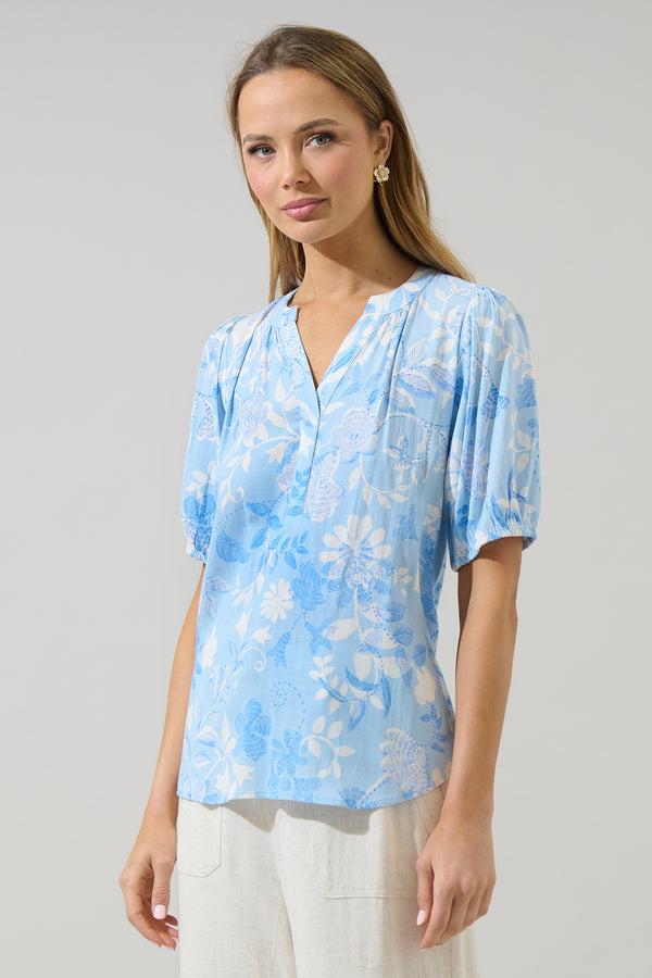 Sugarlips Seraphina Floral Vani Split Neck Top