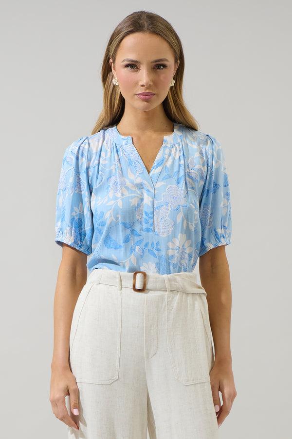 sugarlips Seraphina Floral Vani Split Neck Top