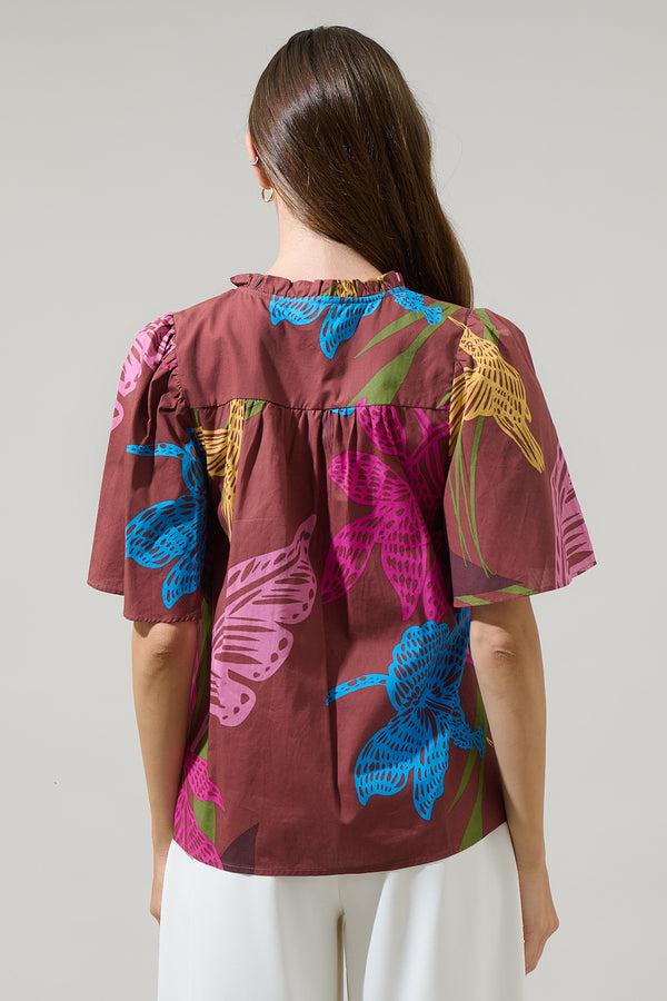 Sugarlips Shade Of Prise Floral Eve Poplin Top