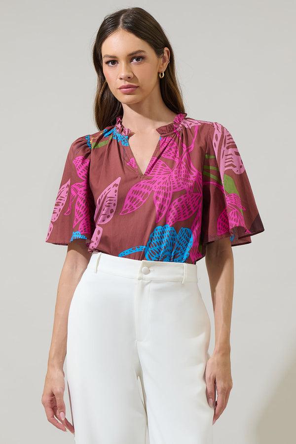 sugarlips Shade of Prise Floral Eve Poplin Top