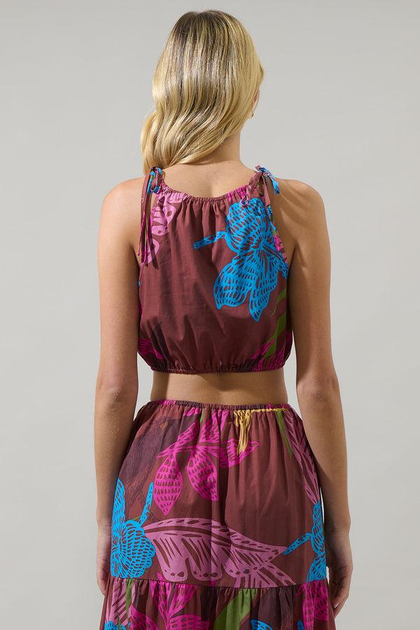 Sugarlips Shade Of Prise Floral Miva Crop Top