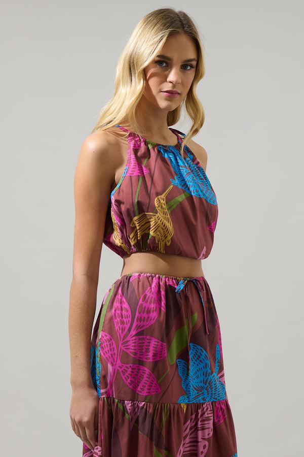 Sugarlips Shade Of Prise Floral Miva Crop Top