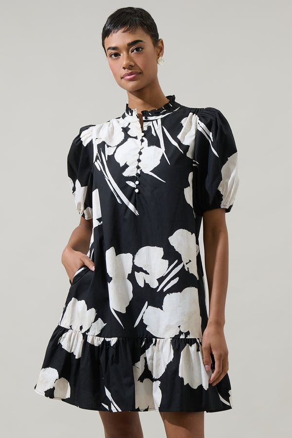 Sugarlips Shadow Floral Minley Shift Mini Dress