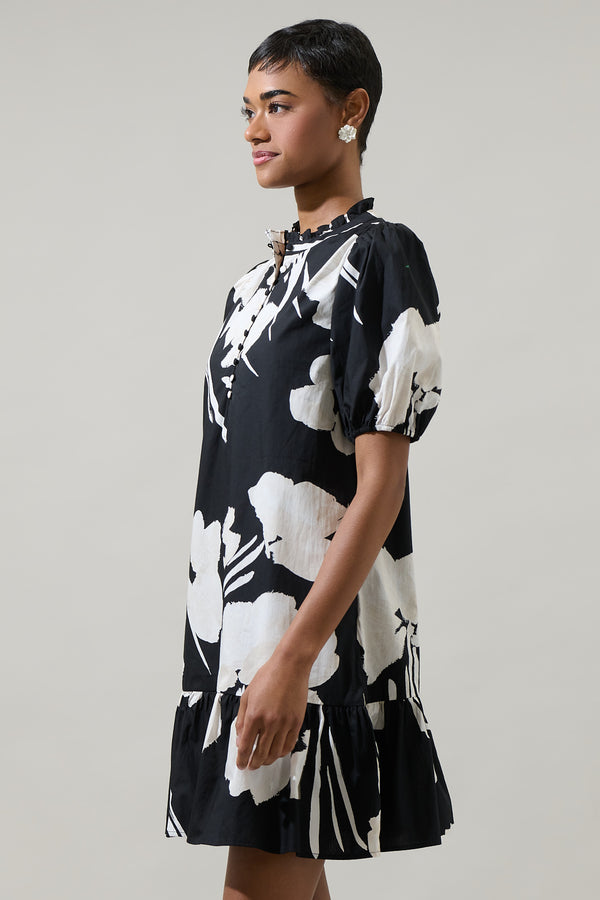 Sugarlips Shadow Floral Minley Shift Mini Dress