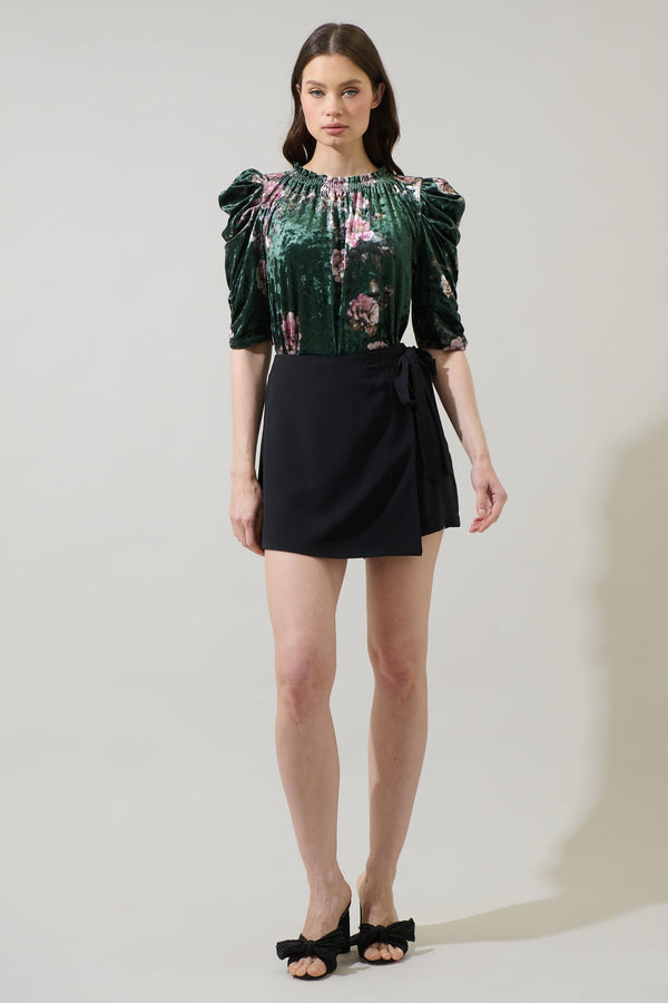 Sugarlips Sharon Floral Velvet Drape Sleeve Top