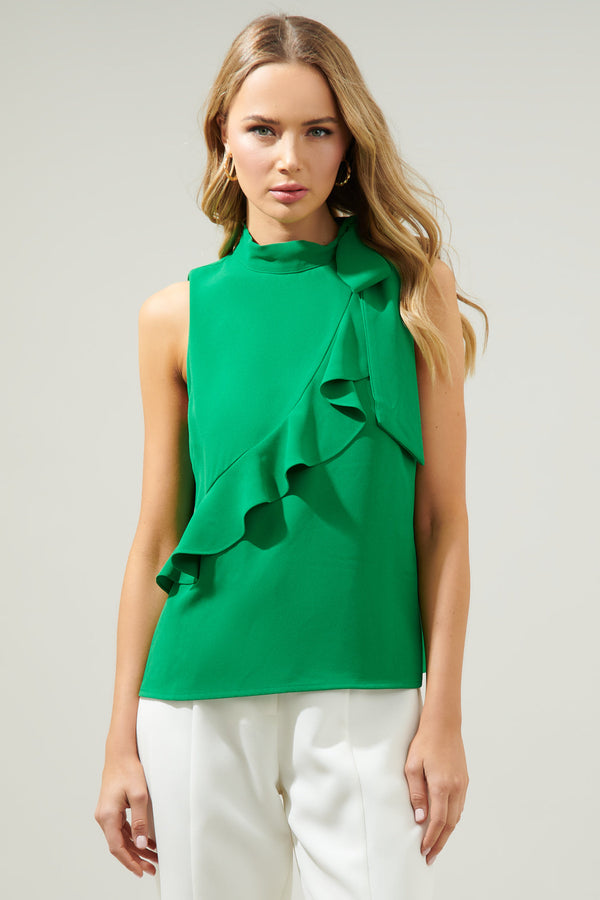 sugarlips Shawna Tie Mock Neck Top