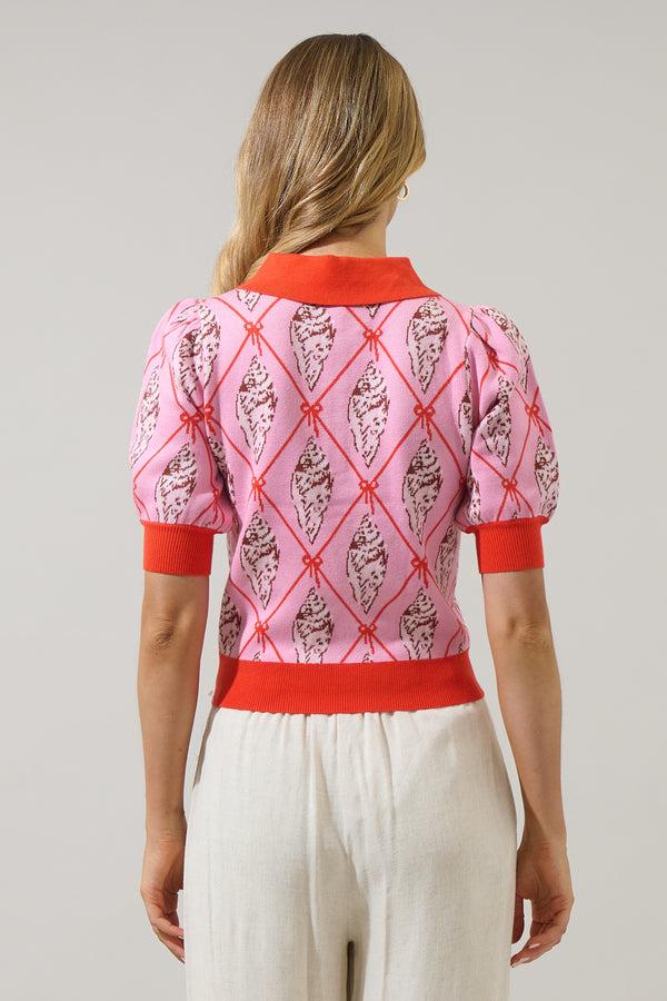 Sugarlips Shell Struck Collared Sweater Top