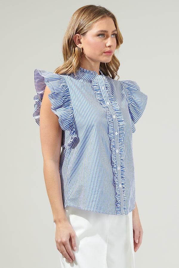 Sugarlips Sherah Striped Sleeveless Ruffle Top