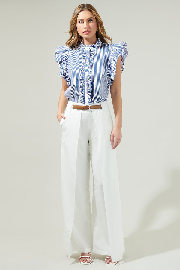 Sugarlips Sherah Striped Sleeveless Ruffle Top