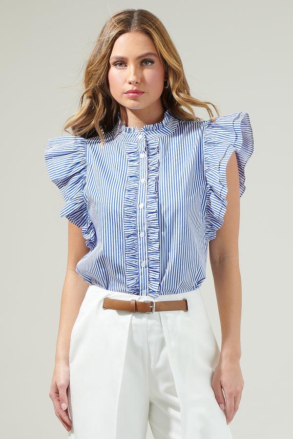 sugarlips Sherah Striped Sleeveless Ruffle Top