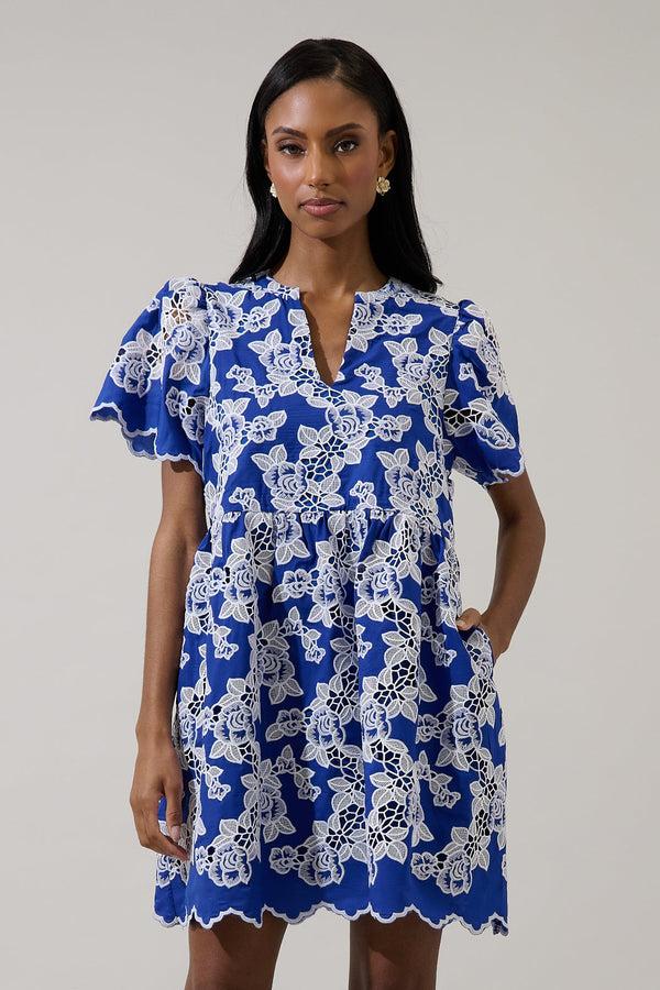 sugarlips Sherla Embroidered Shift Mini Dress