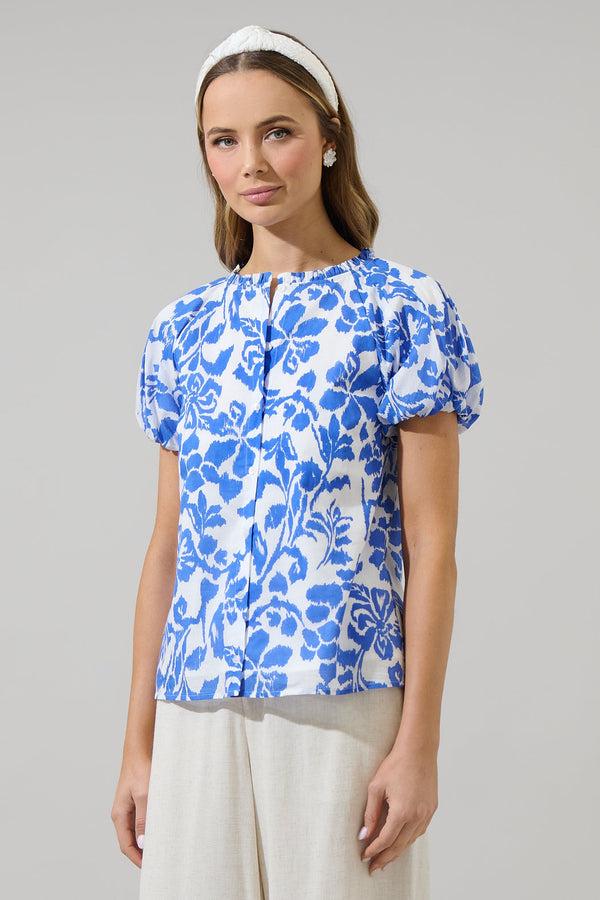 Sugarlips Shia Floral Avy Button Down Top