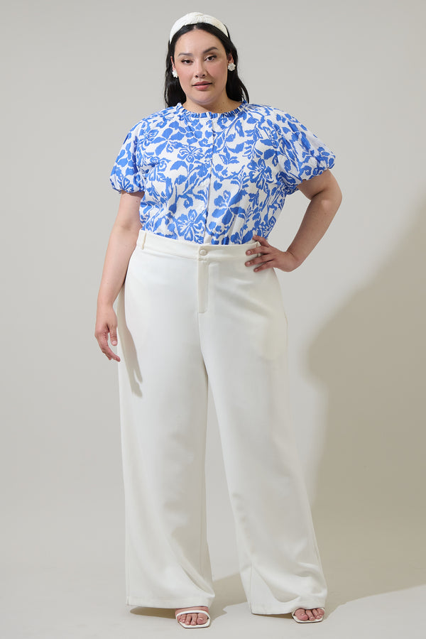 Sugarlips Shia Floral Avy Button Down Top Curve