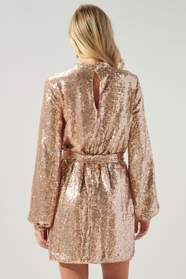 Sugarlips Shining Star Mock Neck Sequin Mini Dress