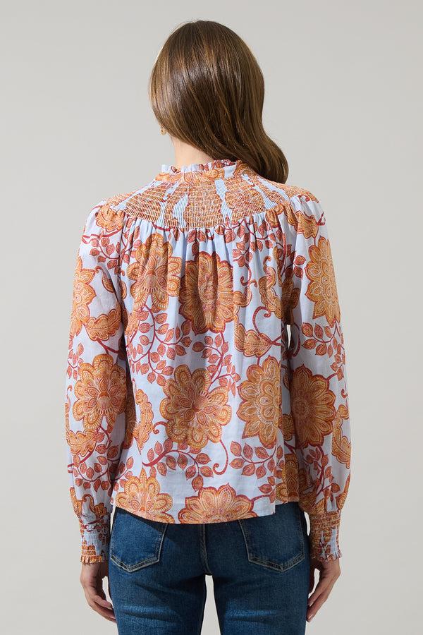 Sugarlips Siany Floral Debory Smocked Top