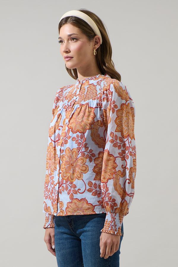 Sugarlips Siany Floral Debory Smocked Top