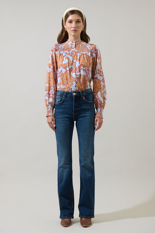Sugarlips Siany Floral Debory Smocked Top